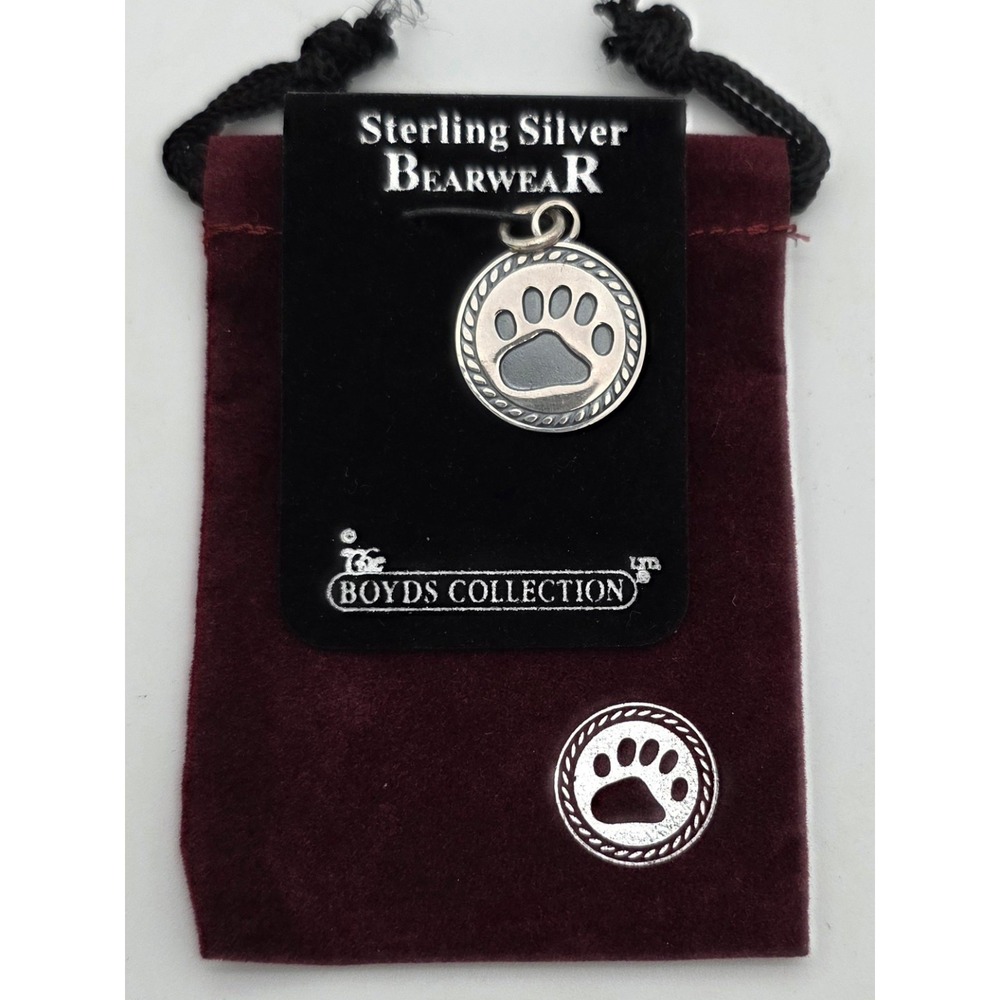 Vintage Bearwear Sterling Silver Paw‎ Print pendant  Boyds Collection #0306